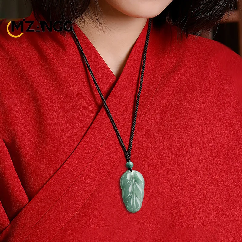 Pendentif en huile de jadéite naturelle du Myanmar pour hommes et femmes, cuir chevelu vert, mode simple, collier diversifié, cadeaux de vacances