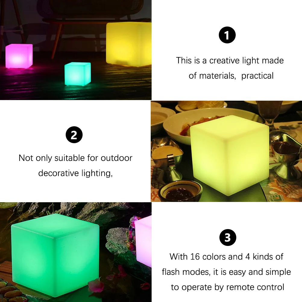 

Cube Light 16 Colors 4 Modes Remote Control LED Lamp Waterproof Non Dazzling PE Material Outdoor Decorative Indoor Stool Use