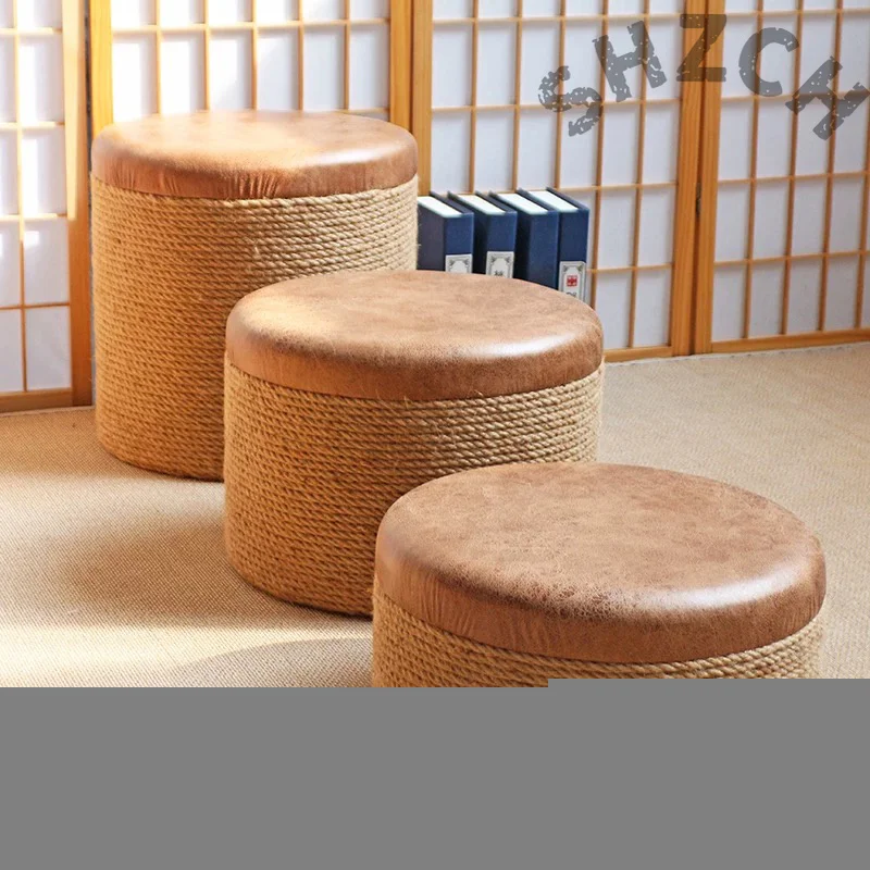 Muebles modernos, sillas Tatami creativas, taburete para cambiar zapatos, taburete para sala de estar, taburete con cojín de cu