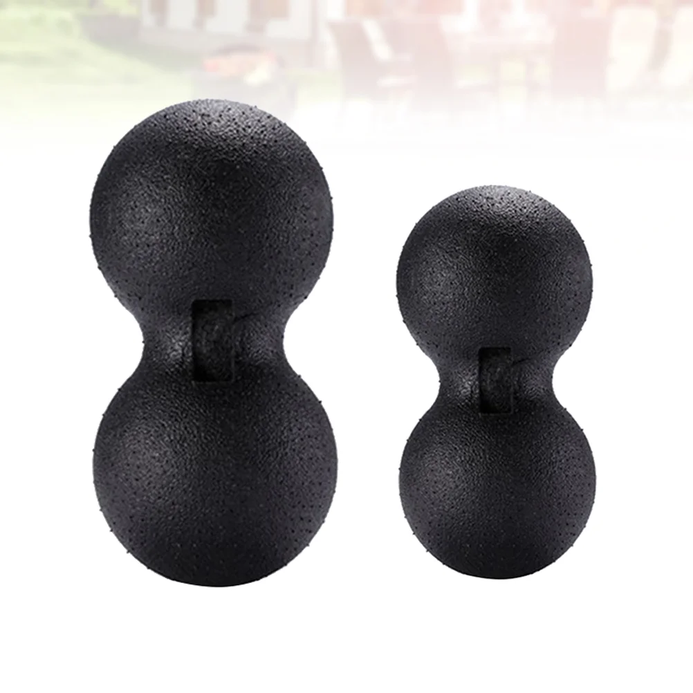 2pcs Peanut Massage Ball Yoga Muscle Roller Physical Therapy Balls Spine Massager for Sore Muscles Tension Relief (Black)