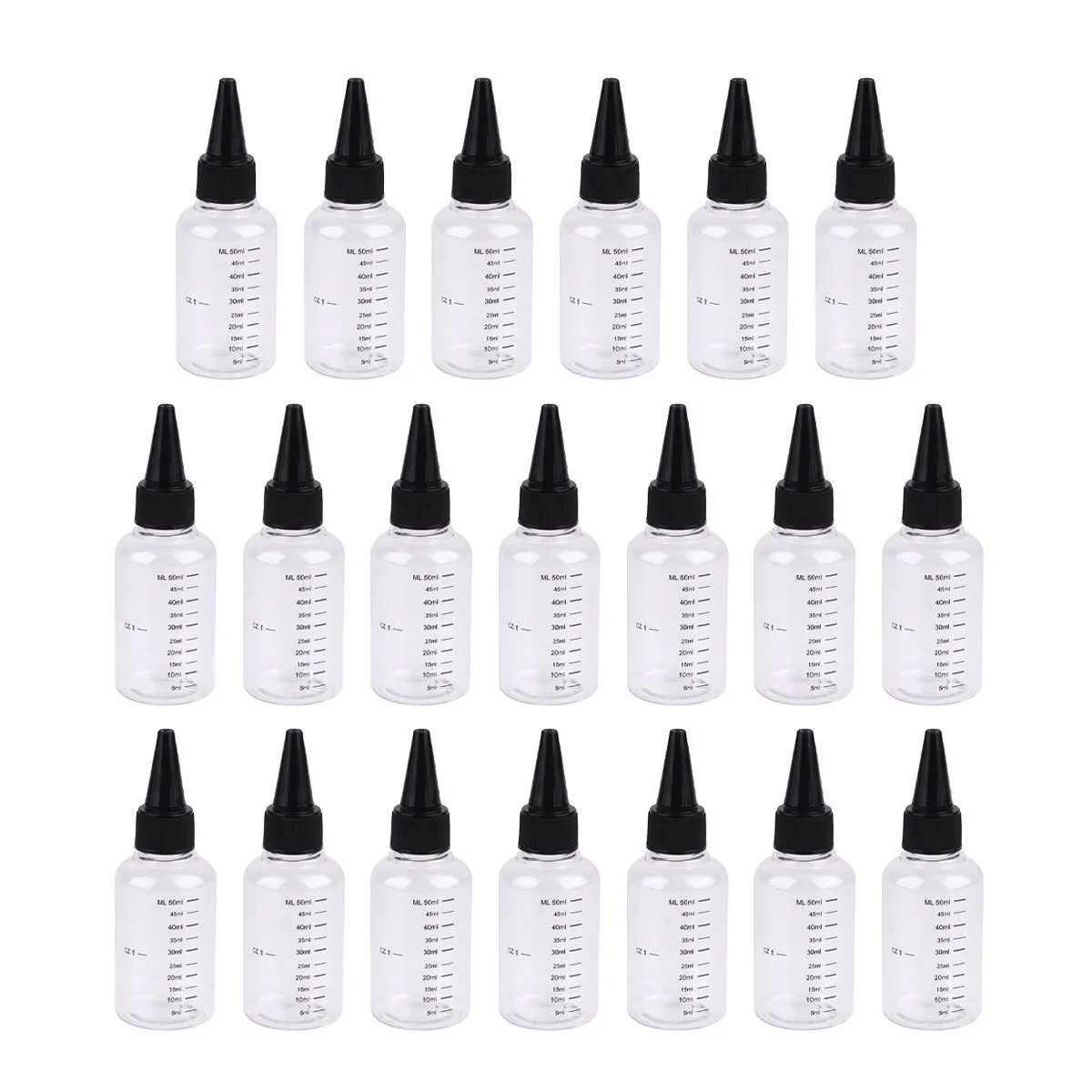 

20pcs 50Ml Squeezable Transparent Empty Bottles Tip Dropper Design Travel Bottle Scale For Essential Oils Aromatherapy Camping