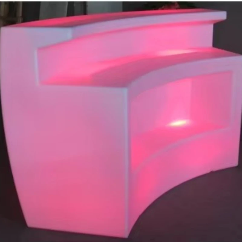 Modern outdoor wedding and party color led lighting furniture PE plastic commercial use round portable bar counter