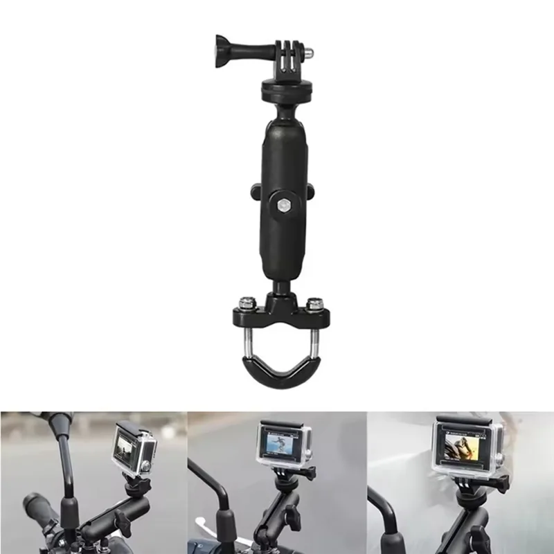 قوس الدراجة 360 °   حامل ألومنيوم مثبت على المقود الدوار لـ Gopro Hero8/7/6/5/4+ كاميرات الحركة Osmo جزء الدراجة النارية