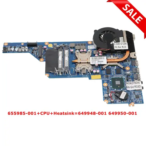R18D 655985-001 HP Pavilion G4 G6 Laptop anakart i3-370M GT520M + Soğutucu Fit 649948-001 649950-001 R23 DA0R23MB6D0