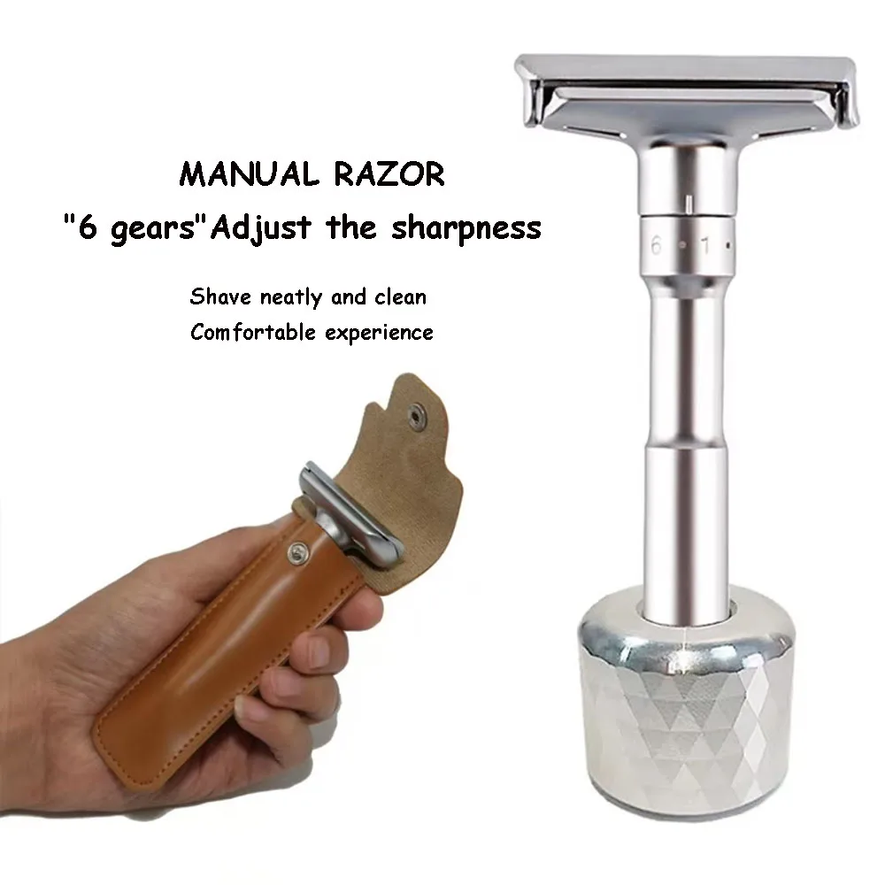 

Men's Facial Shavers Barber Manual Razor Stainless Hair Removal Shaver Adjustable Safety Razor Double Edge Classic Men Shaving