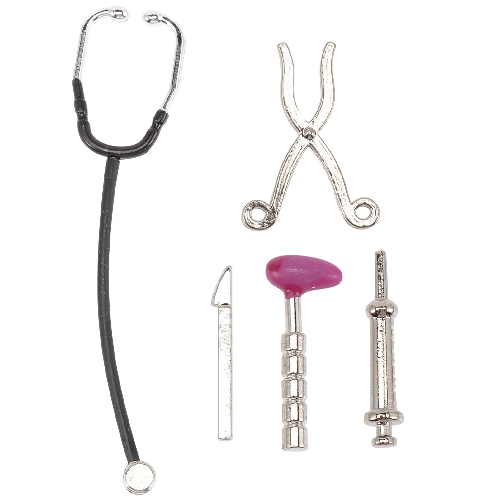 

Mini Doctor Suit Syringe Miniature Stethoscope Set Alloy Model Nurse Kids Tools