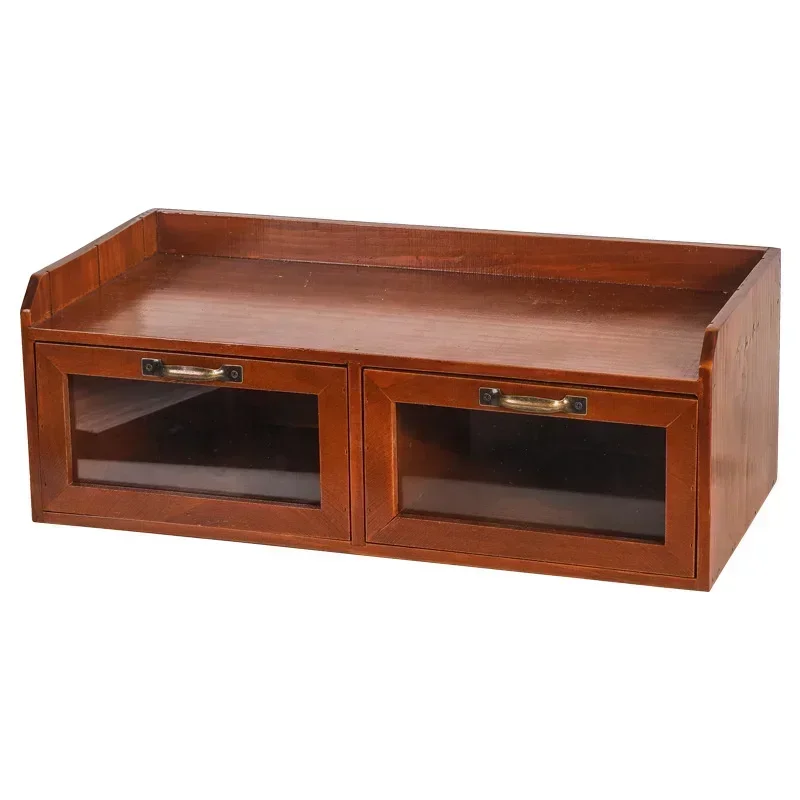 

Retro Multi-Function Office Desk Organizer Dressing Table Cosmetics Storage Shelf Office File Drawer Cabinet Workspace Enhancer