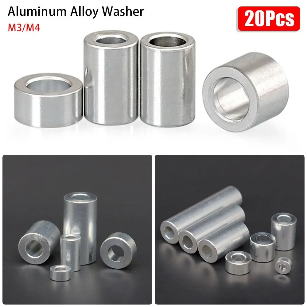 20Pcs/Pack Round Flat Aluminum Alloy Washer CNC Sleeve M3 M4 M5 Bushing Gasket Non-threaded For RC Model Part Stand-off Spacer