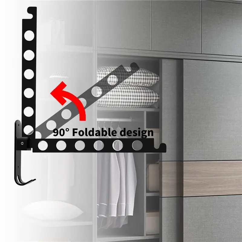 

HLZS-Foldable Coat Hooks, Wall Coat Rack Wall Hooks Folding Hooks For Balcony Bathroom Laundry Room (Black, 1 Piece)