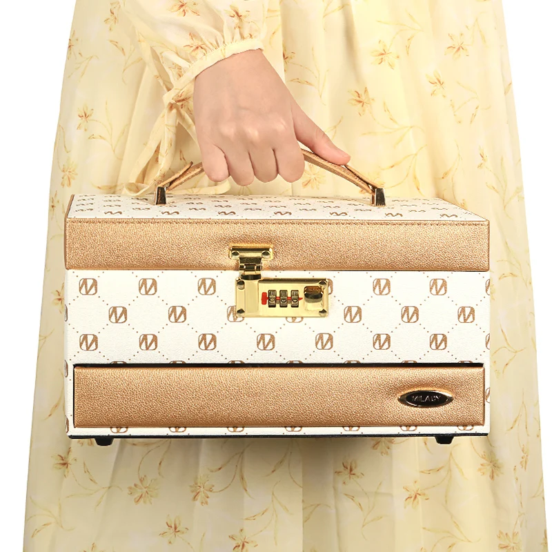 Lockable Jewelry Organizer with 3 Tiers Jewelry Box for Women Girls Gifts