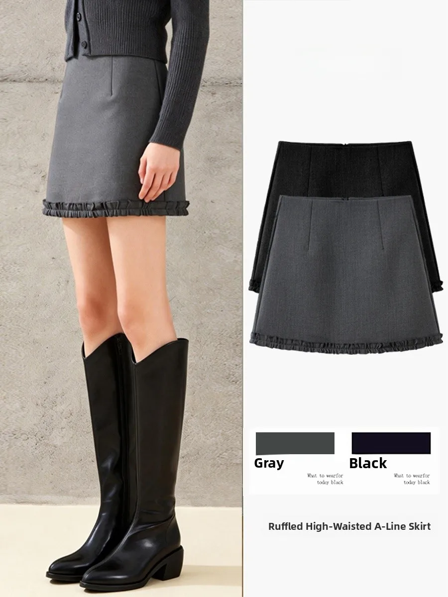 

Gray Lace Halter Neck Dress Women's High Waist A-Line Skirt Commute Slimming Short Skirt Spring Summer New Arrival