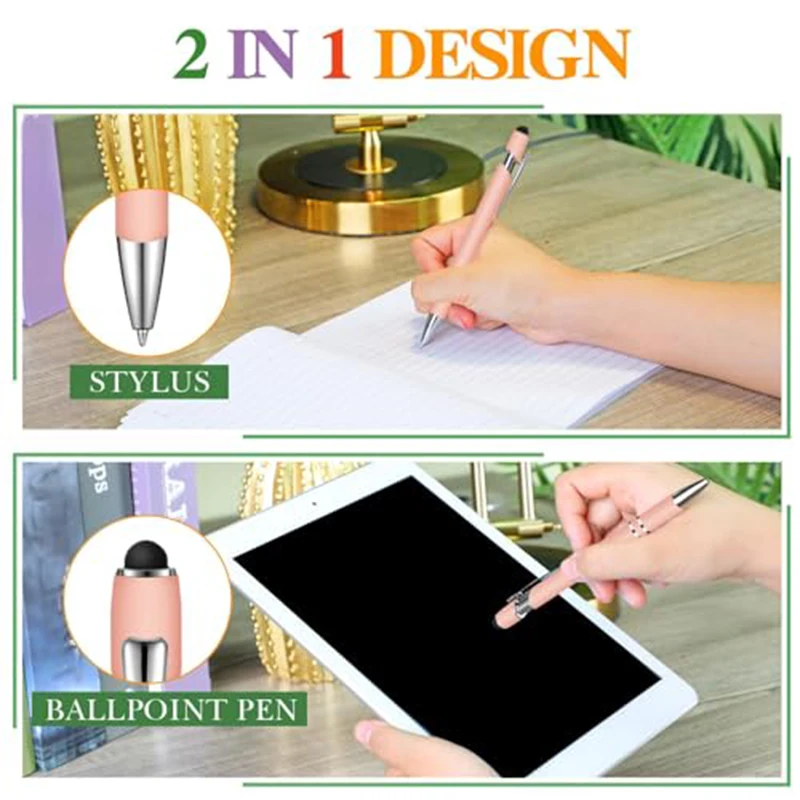 70 Pcs 2 in 1 Stylus Ballpoint Pens, Assorted 7 Bright Colors Soft Rubber Metal Touch Screen Pen