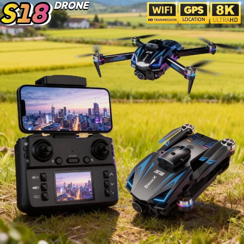 

for Genuine S18 Drone 8K Profesional Camera Optical Flow Obstacle Avoidance Brushless Foldable Quadcopter RC Dron with Screen