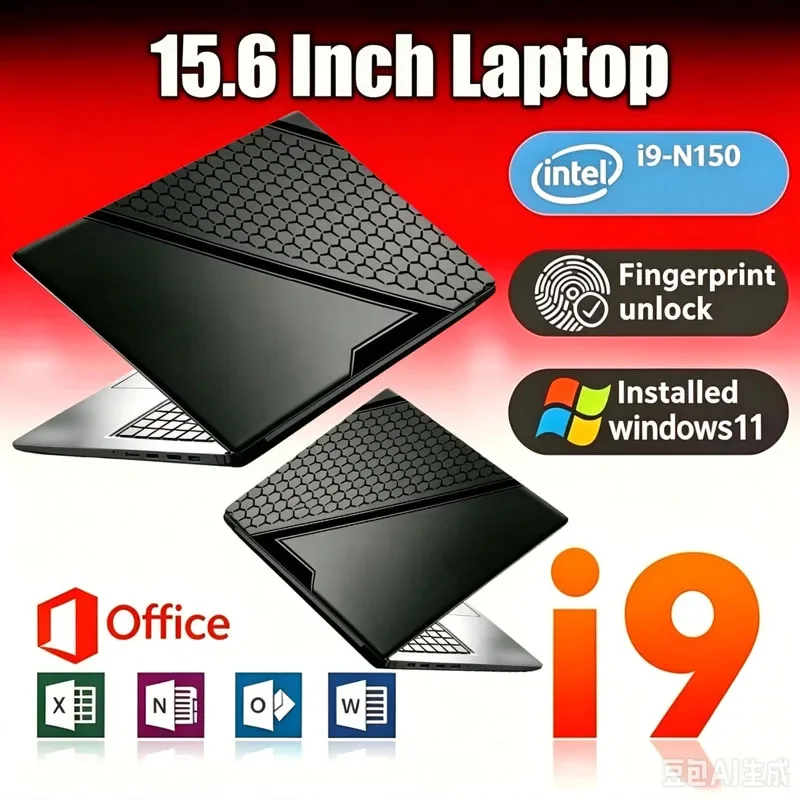 15.6 Windows 11 Laptops Intel Core N150 16GB RAM 1TB SSD Gaming Laptop Backlit Keyboard PC Fingerprint UnIock Computer