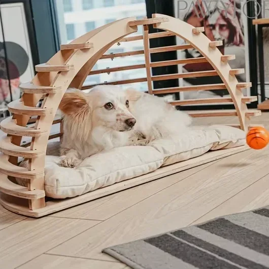 

Factory Customized Wooden Cat Hammock Bed with Sisal Seat Handcrafted Lounger Durable Fabric