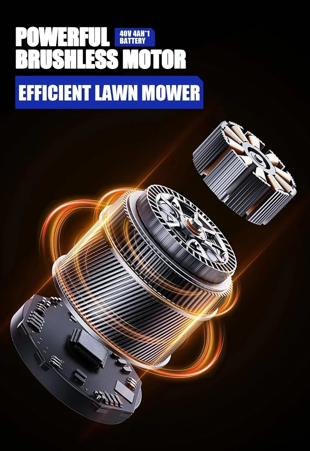 

(XMSJ)Lawn Mower 40V Brushless 18" Cordless, 5 Cutting Height Adjustments Electric Lawn Mower, Quickly Folding Within 5’s