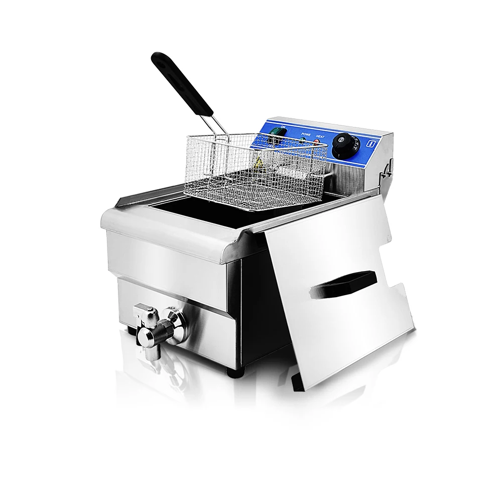 

Hot Sales CE Commercial Restaurant Kitchen Deep Fryer 10L Electric Potato Chips Fryer With Drain