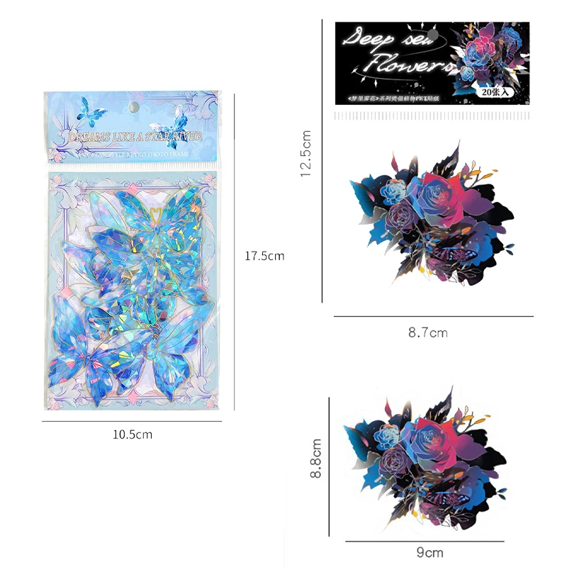 20 PCS Laser Butterfly Stickers Aesthetic Album Diary Notebook Handbook Three-Dimensional Delicate Creativity Decals Toys Gift image 4