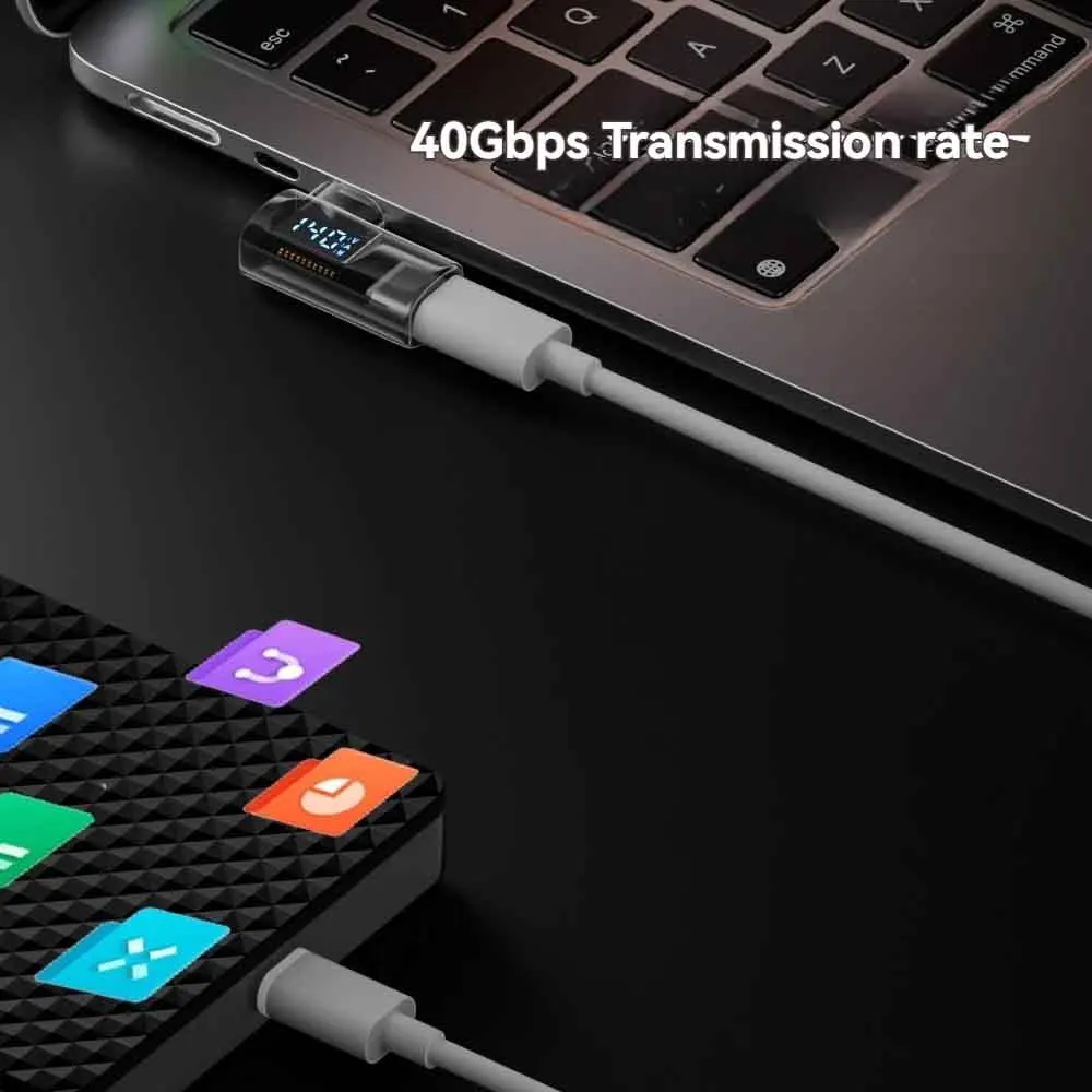 PD 140W USB-C Male to Female Connector 40Gbps 8K@60Hz 90 Degree USB C Adapter Digital Display Right Angle U Shape Type C Adapter