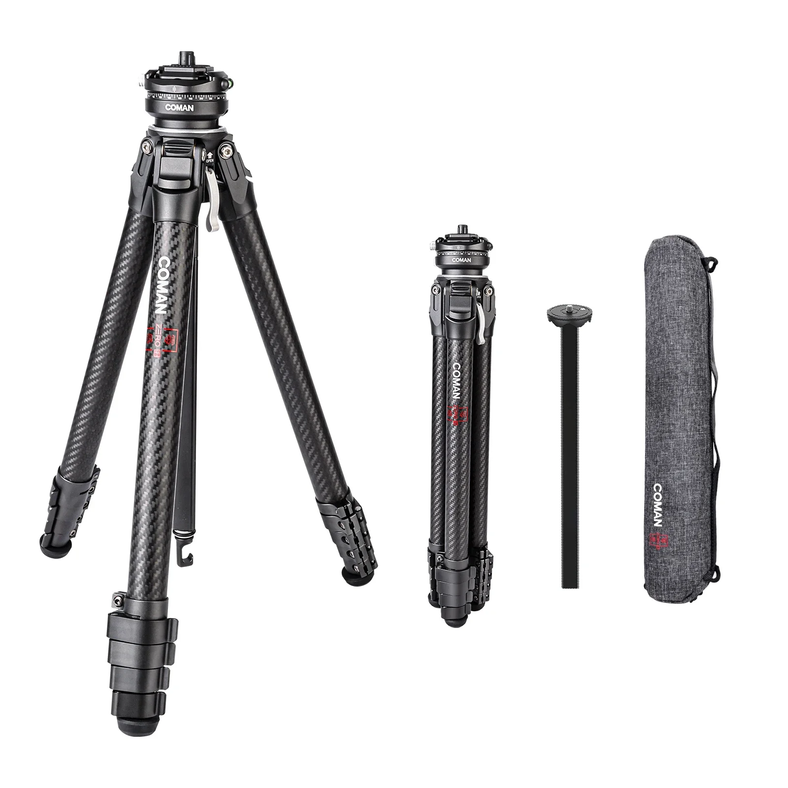COMAN Zero F38 Reistripod van carbon fiber met 360° °   Panoramische balhoofd F38 snelkoppeling voor Nikon Canon DSLR camera statief