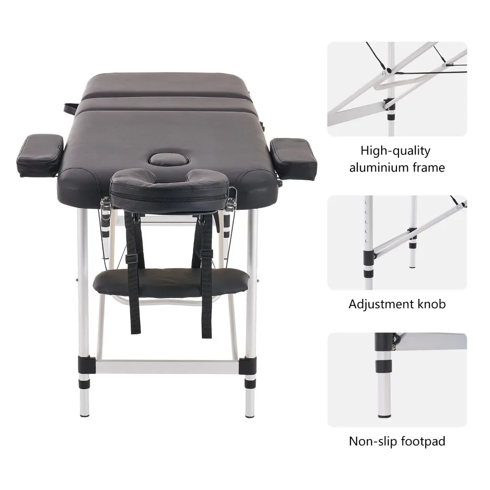 

Massage Table, Lash Bed for Eyelash Extensions 3 Folding Lightweight Height Adjustable Facial Spa Beauty Salon Tattoo Home