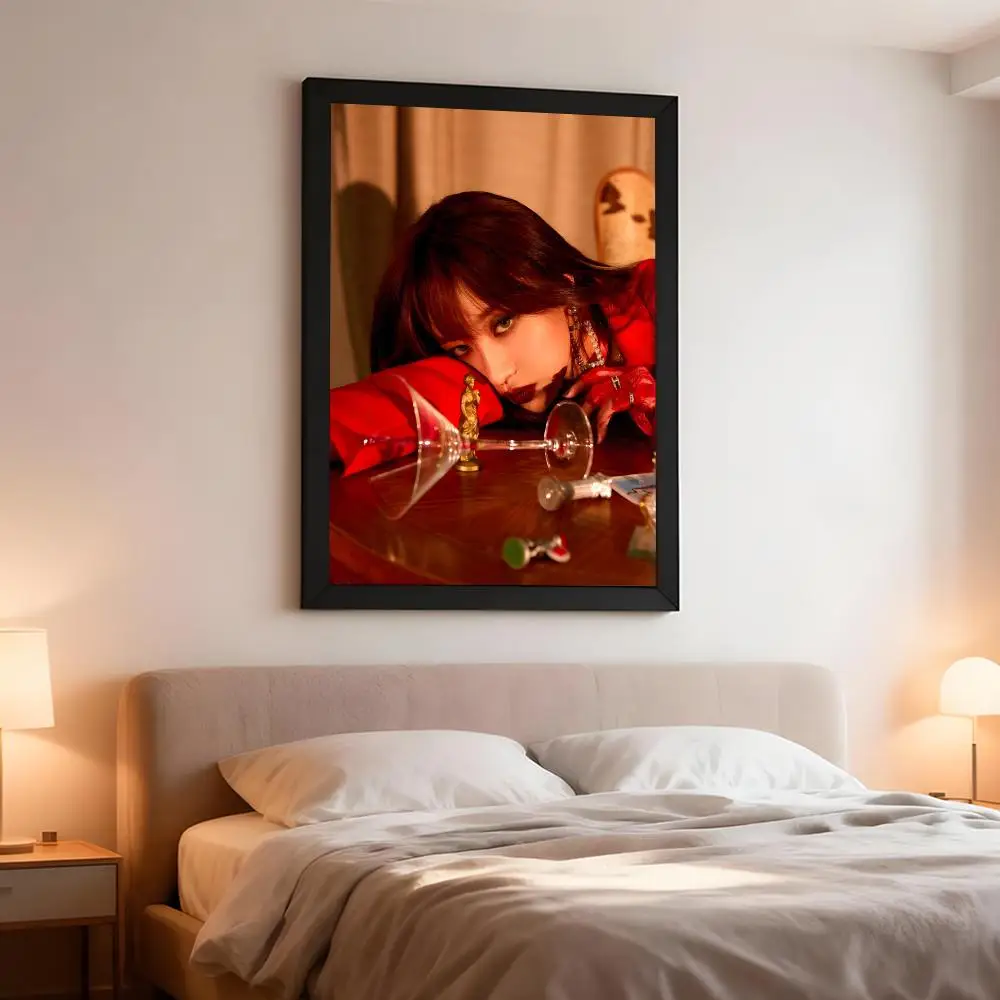Art Concept Graceful red Beauty lady Poster Artistic Peel-Off Wall Decor, Indoor Outdoor Home Ornament for Collectors