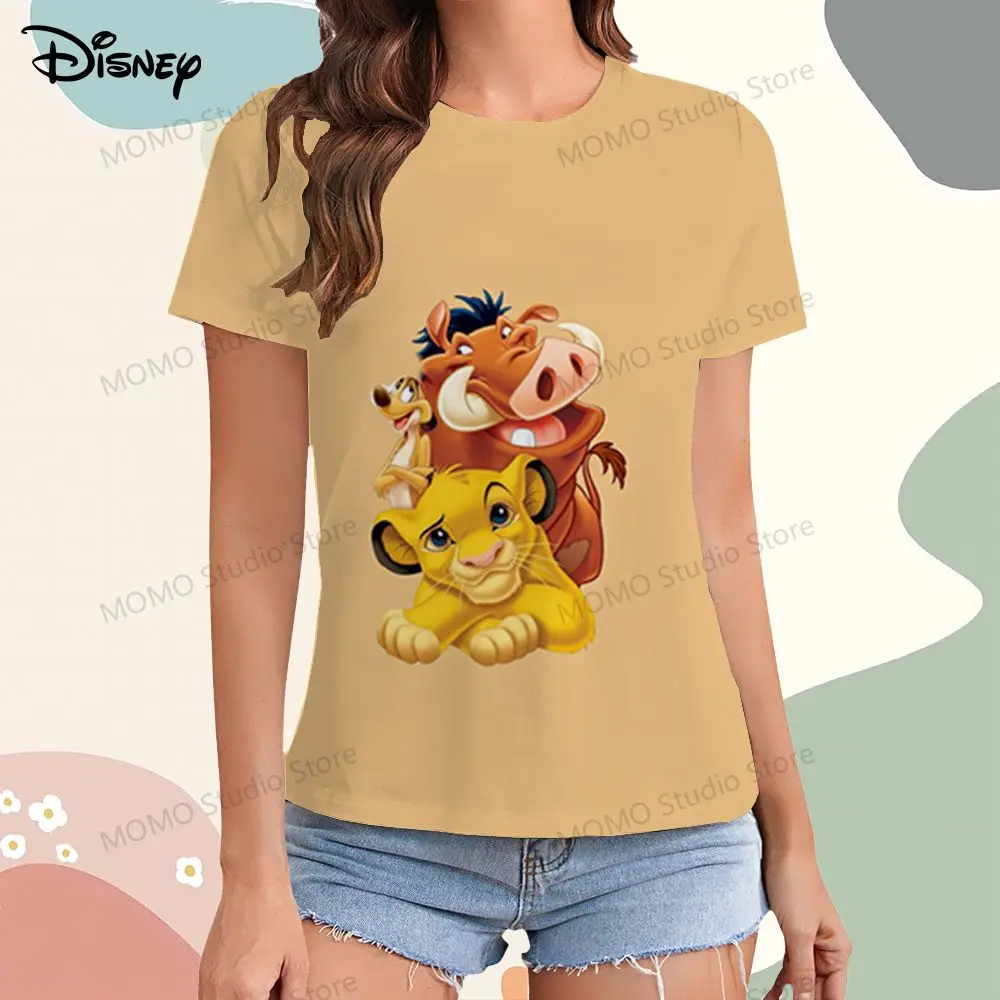 Simba Disney The Lion King T-shirt Women\'s Leisure XS-3XL O Neck Summer Short Sleeve Tee T-shirts Youthful Woman Clothes Y2k