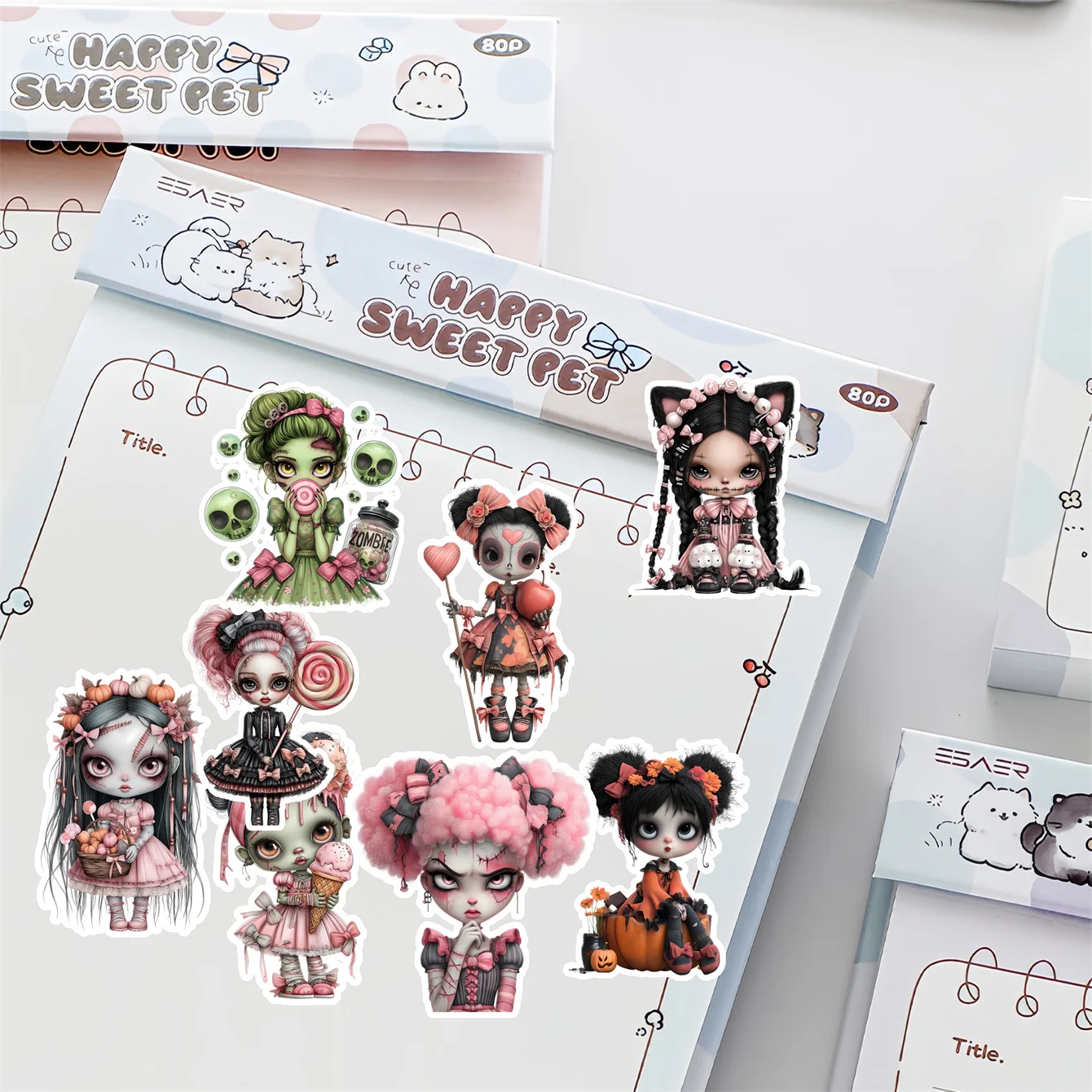 20pcs Cute WaterColor Gothic-style candy girl Hand Account Stickers Stationery Laptop Suitcase Skateboard Stationery  Planner