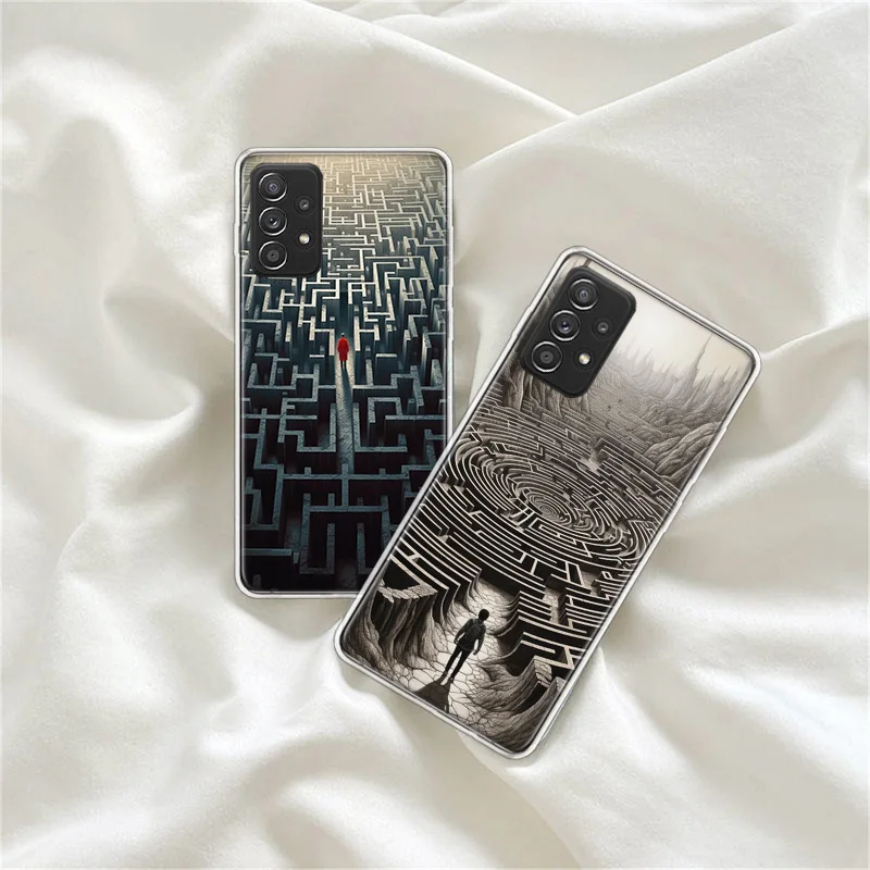 Ancient Maze Phone Case For Galaxy Note 20 Ultra 10 Lite 9 8 Samsung A15 A25 A35 A55 A05S M12 M21 M30S M31 M32 M51 M52 F52 F62 M