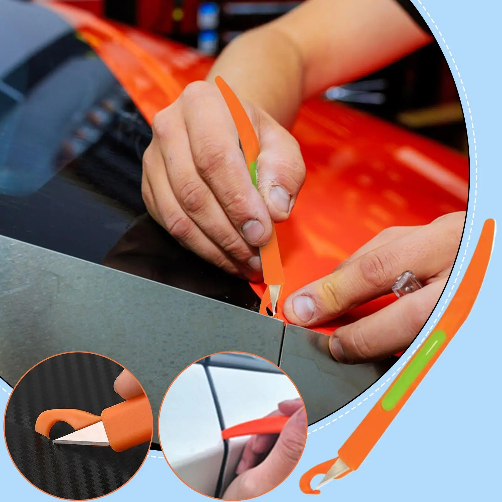 Alat Pemotong Bungkus Mobil Alat Pemotong Keselamatan Otomotif Pemotong Pena Magnetik Serbaguna untuk Paket Film Pembungkus Mobil Stiker Pintu Dinding