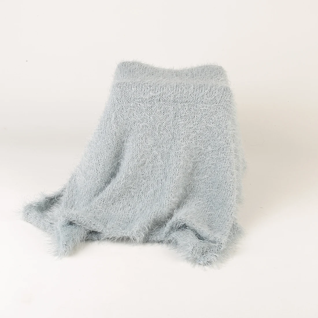 Newborn Knitted Fuzzy Stretch Wrap Soft Baby Swaddle Knit Blanket Photography Props Jersey Wrap Comfortable Baby Accessory