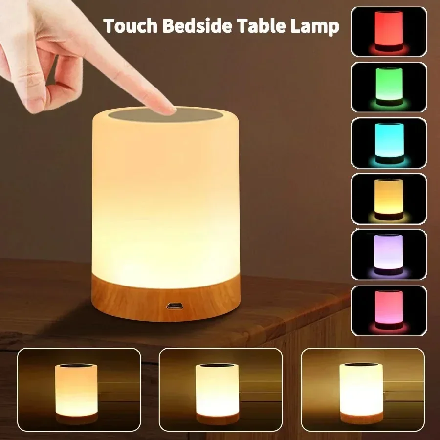 

Ночник Настольная лампа 16 цветов RGB Прикроватная лампа Touch on Light USB Перезаряжаемый ночник Украшение спальни Подарочная обеденная лампа