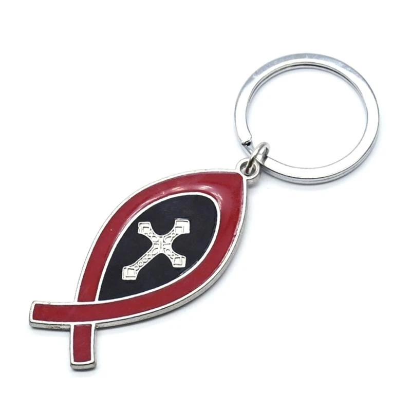 QX2E Church Souvenirs for Key Ring Pendants Metal Material Chain Religious Ornaments