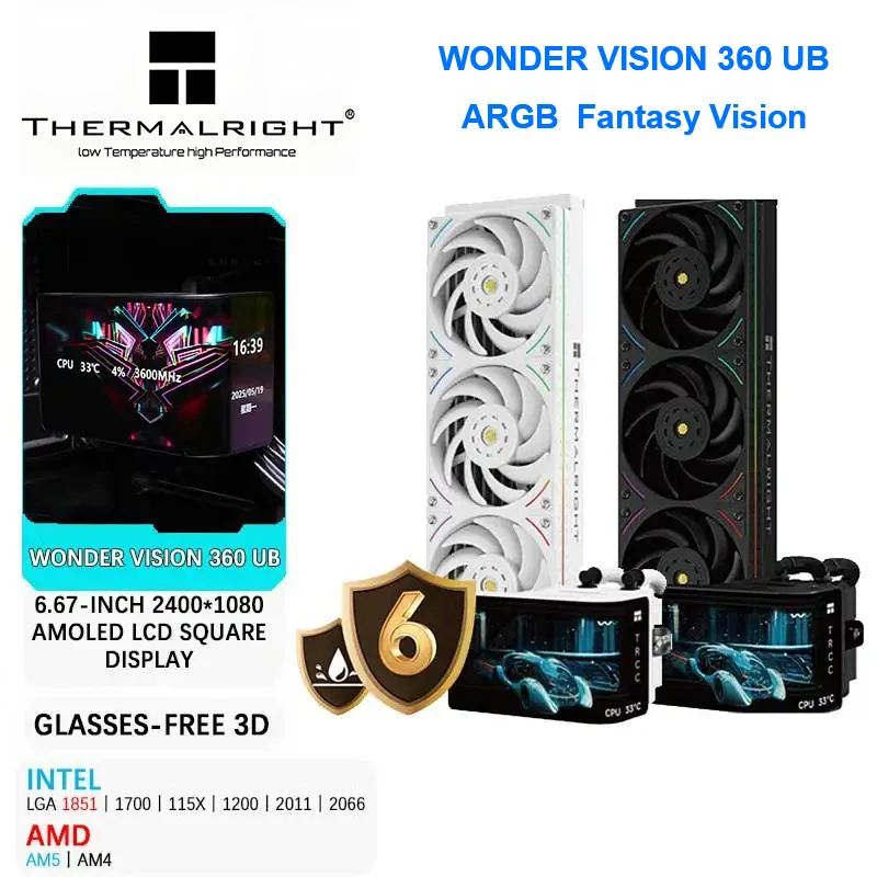 Thermalright WONDER VISION 360 UB All-in-one 360MM Water Cooler 6.67 inch AMOLED LCD 2K 60HZ Curved Screen Naked Eye 3D Vision