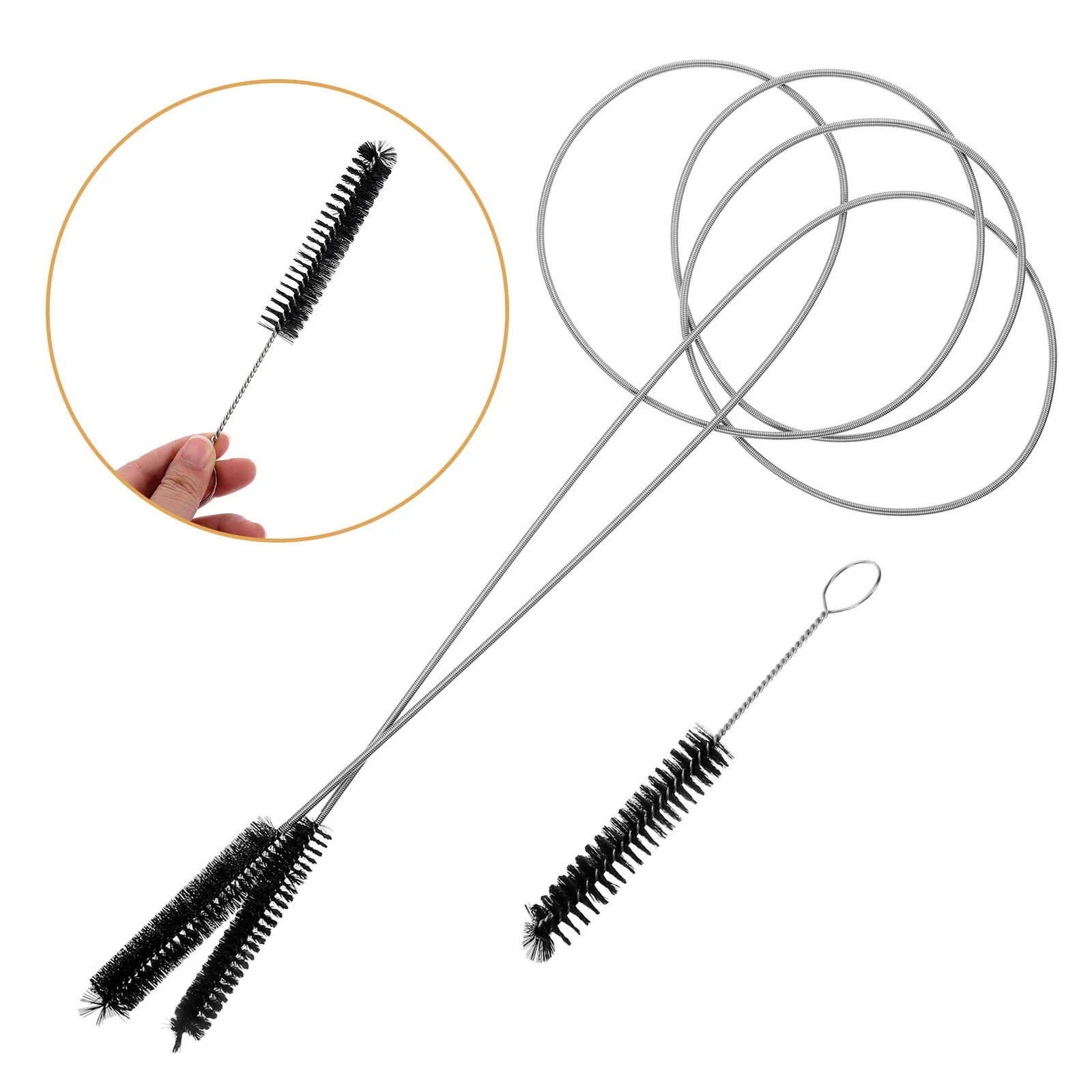 

1 Set Stainless Steel Dual Head Tube Cleaning Brush Spring Pipe Clog Remover Long Cleaner Piping Tool For Equipment Maintenance