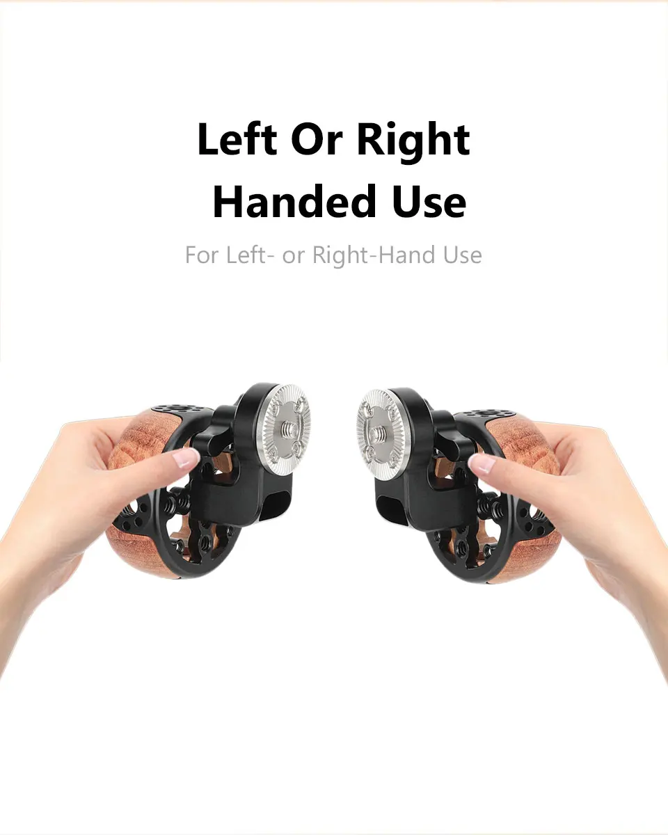 CAMVATE Round Wooden Handgrip Camera Handle Grip with ARRI-Compatible Rosette Extension Adapter For Camera Cage