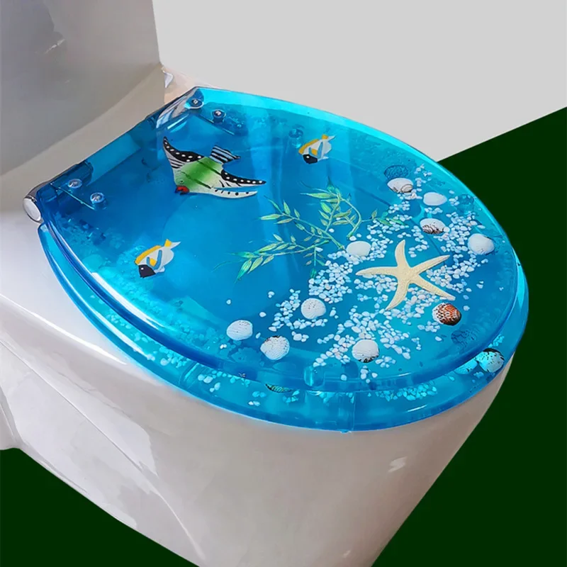 Beautiful Resin Toilet Seat Cover Stainless Steel Slow Down Toilet Cover Mute Thickened U/V/O Universal tapa de baño wc JJ112