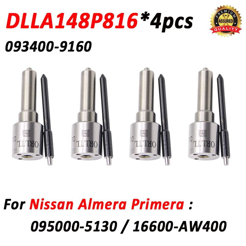 

4pcs DLLA148P816 16600-4W400 Diesel Fuel Injector 095000-5130 Nozzle DLLA 148 P 816 for Nissan Almera Primera 2.2D