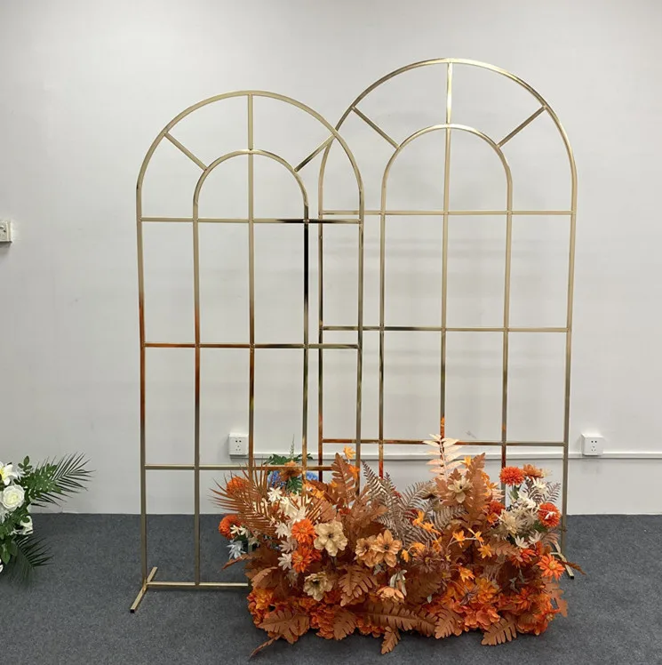 Gold Elegant Stainless Frame Stage Garden Arch Backdrops For Wedding Stage Decoration
