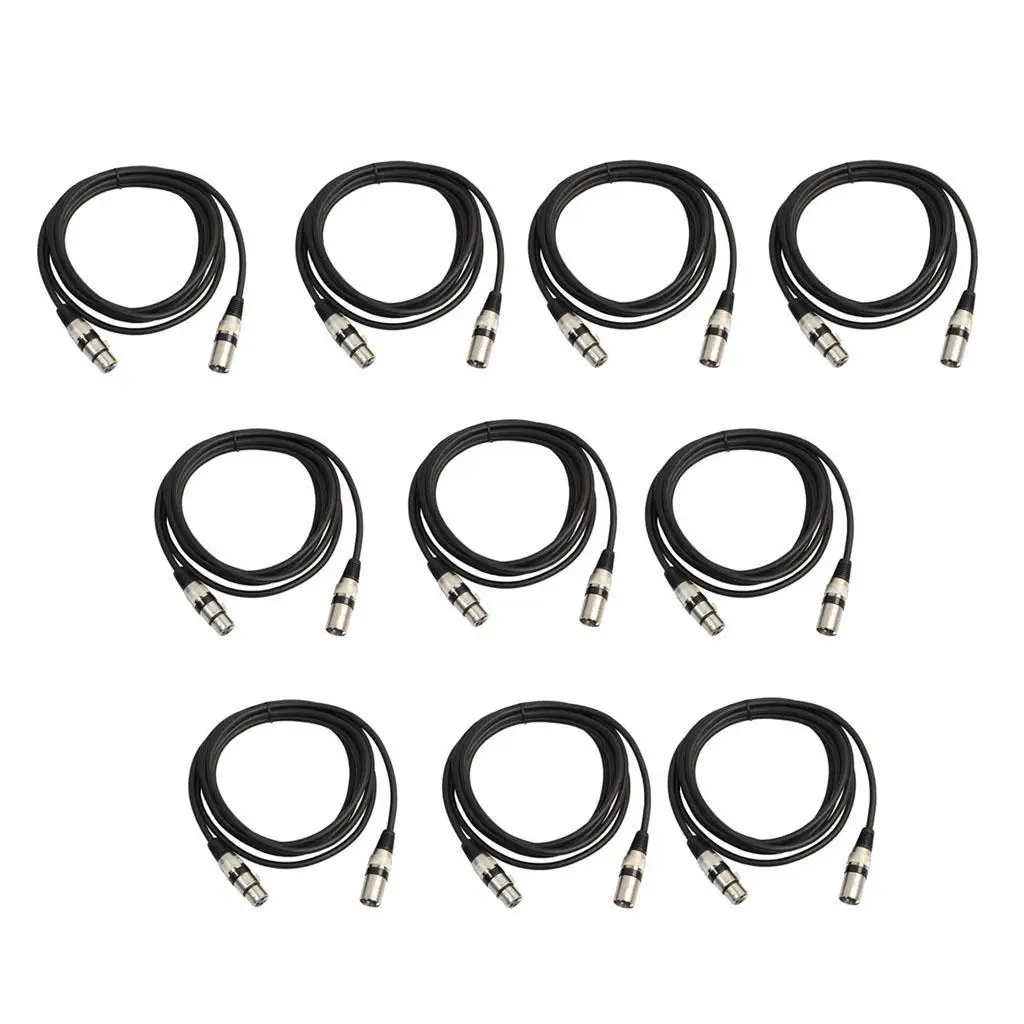 10pcs Beautiful And Durable DMX Signal Cable XLR Male To Female Cable 9.84ft