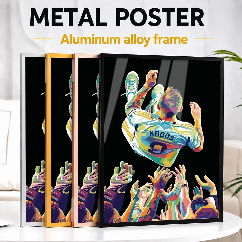 Toni Kroos Pop Metal Poster With Aluminum Alloy Frame Customized Geometric Illustration Wall Art For Clubhouse Reception Area