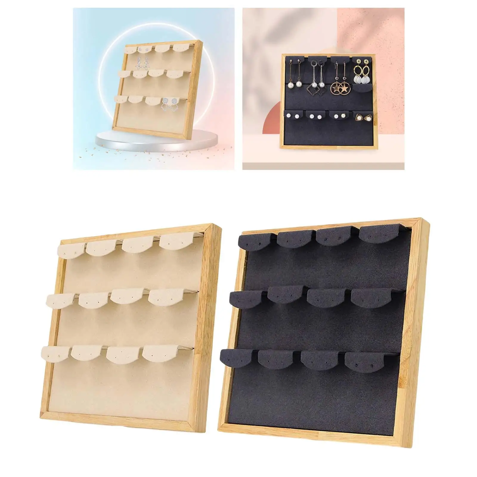 

Earring Display Stand Holder Jewelry Organizer Rack Wood for Decoration Vanity Countertop Home Use Showcase Girls and Women