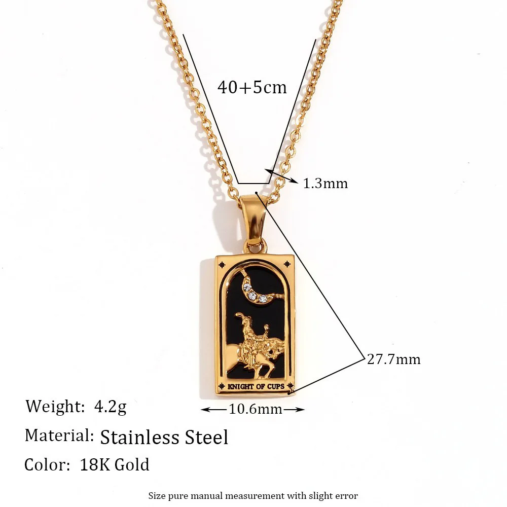 Original New Tarot Queen Lover Magician Moon Necklace Tarnish Free Stainless Steel Jewelry 18K Gold Plated Decoration