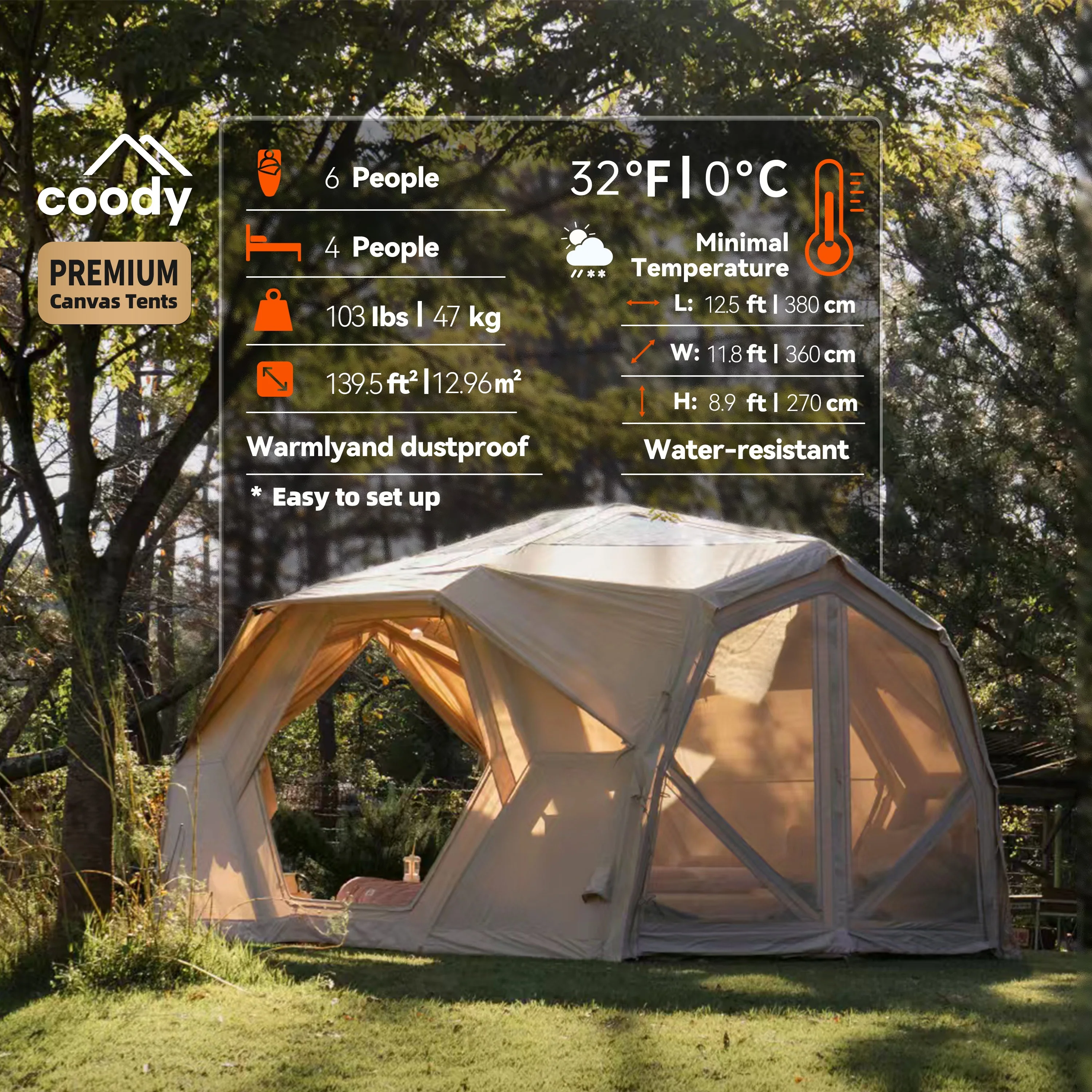 ハブシェルタープロエアテント-ベージュ高品質キャンプテント綿 - Camping Zelt Outdoor のレビューと価格