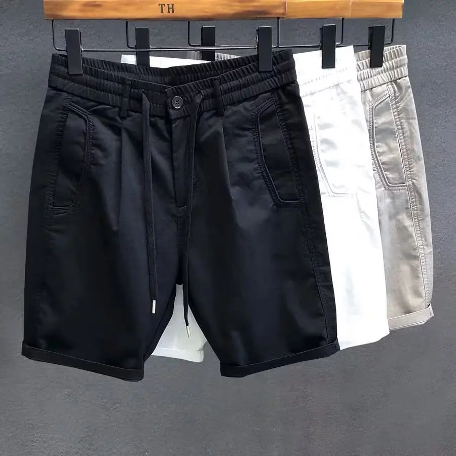 Shorts de streetwear coreano masculino, calça curta branca sólida, roupa masculina de Harajuku, moletom casual, moda verão, vendas quentes, 2023