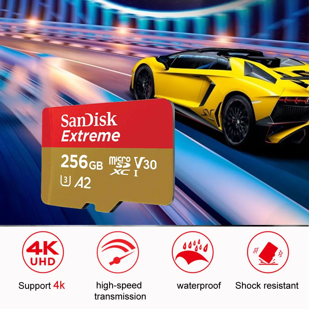 Карта памяти SanDisk Extreme microSD, 1 ТБ, 512 ГБ, 256 ГБ, A2, U3, USB, 4K, флеш-карта micro SD для камеры GoPro DJI drone
