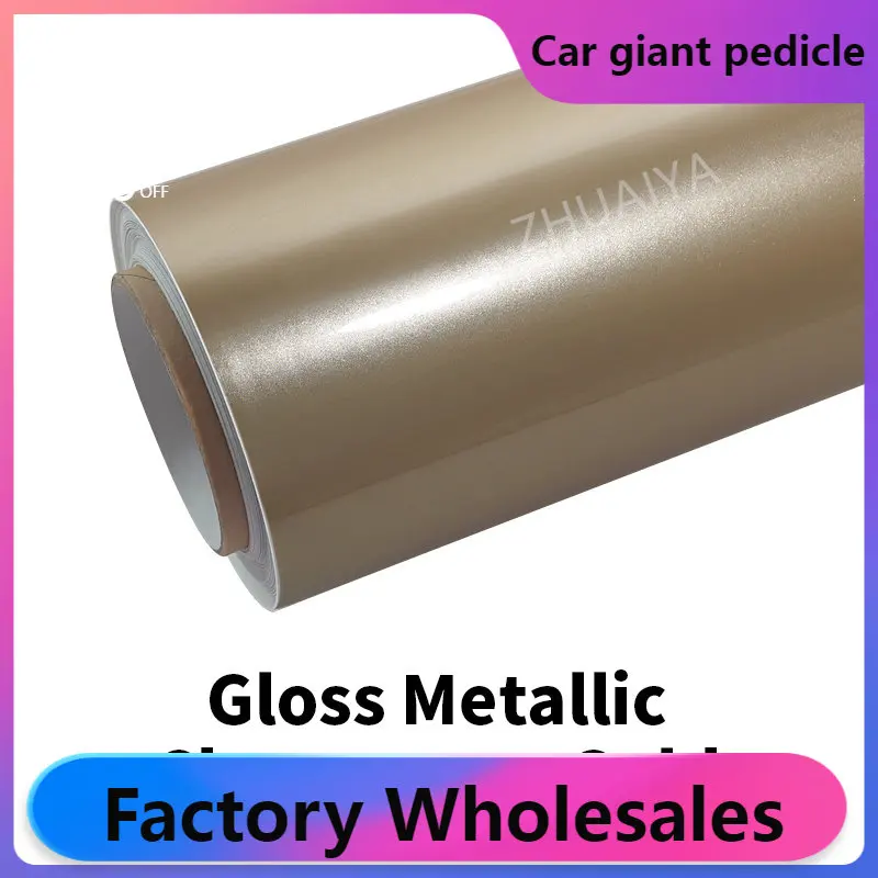 

ZHUAIYA Gloss Metallic Gold Vinyl Wrap film wrapping film bright 152*18m roll quality Warranty covering film voiture