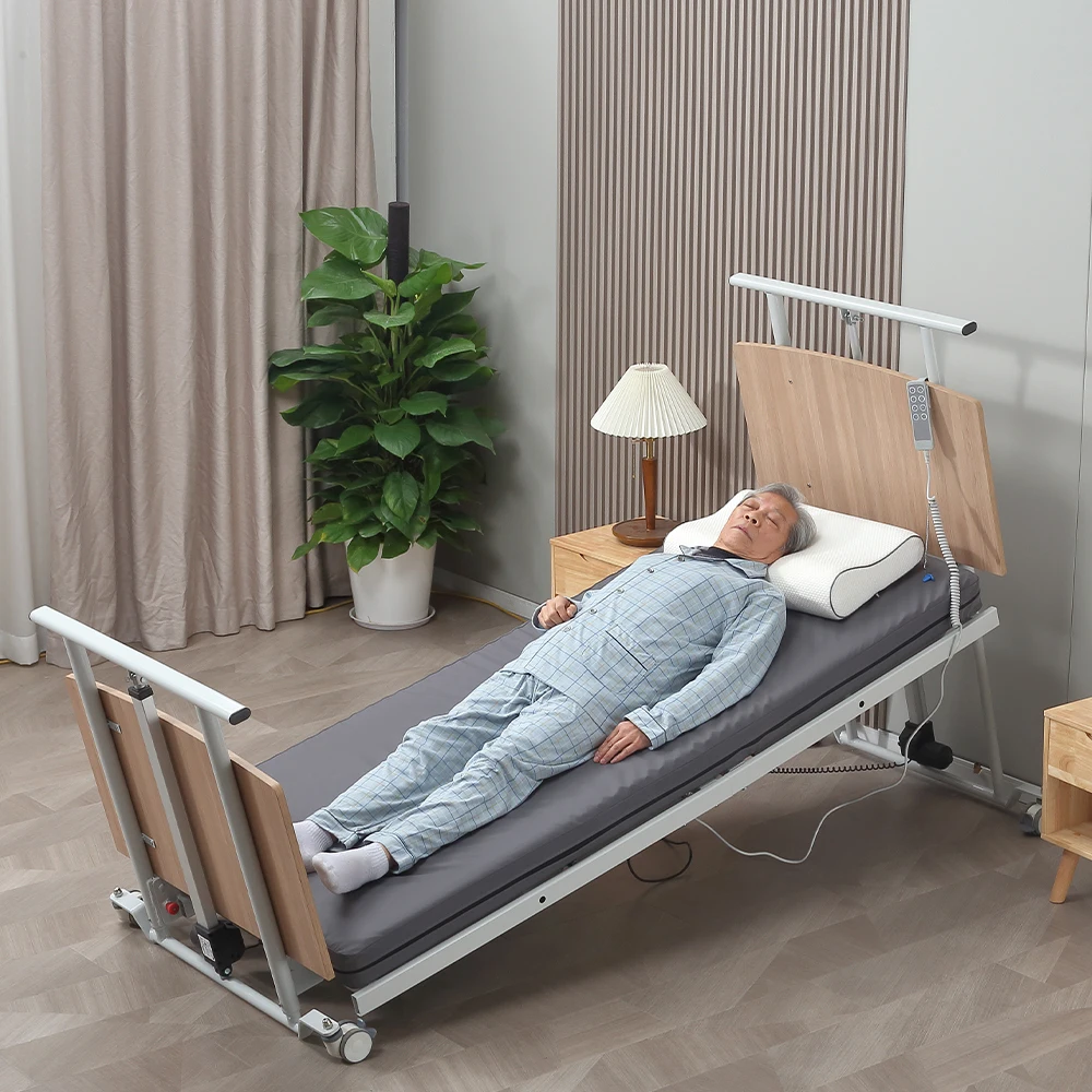 قضبان سرير بإطار سرير قابل للتعديل لسلامة كبار السن مع جيب تخزين بارتفاع قابل للتعديل ودعم الدرابزين الجانبي #4