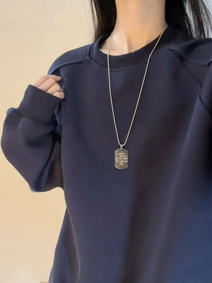 

American Sle Heavyweight Deconstructed round Ne Sweatirt Men's Long Sve T-irt Trendy Brand Slim Fit Base irt