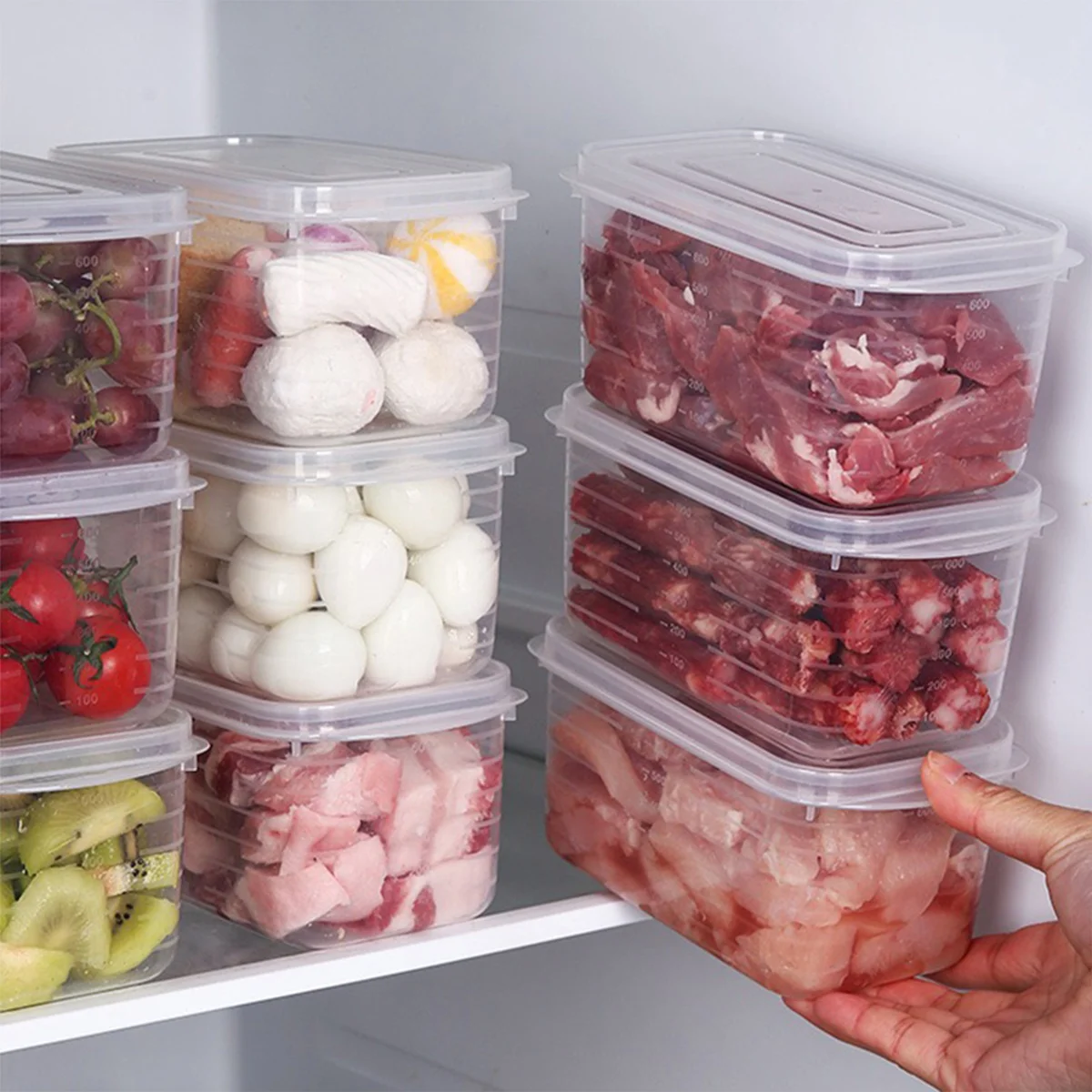 10 pieces 700ml/23.67oz food grade frozen preservation storage refrigerator plastic box